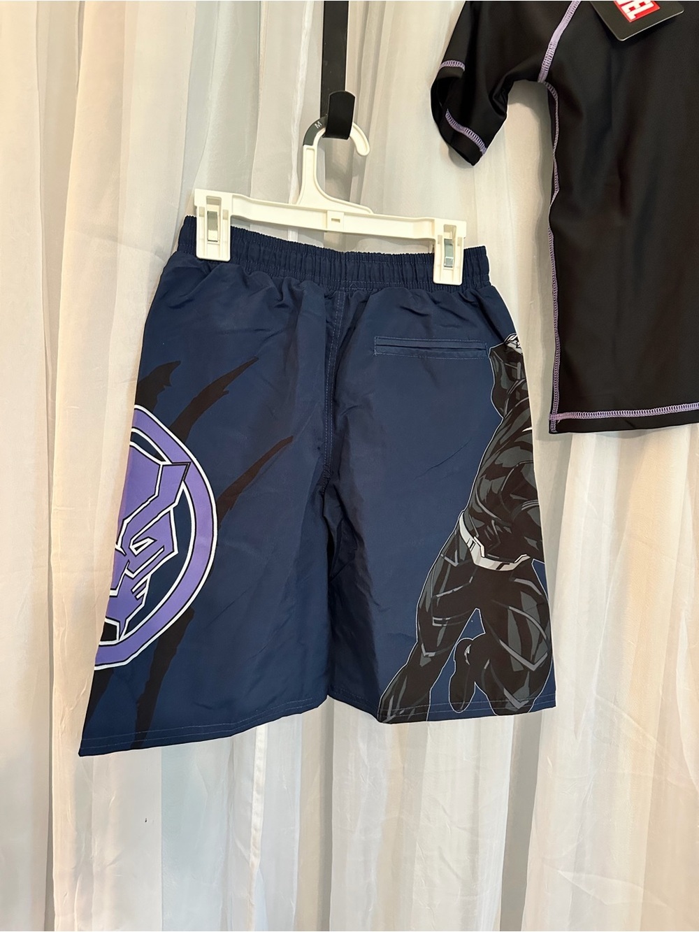 Marvel Black and Purple Kids Superhero Swim Set - Rash Guard & Trunks - Picture 5 of 7